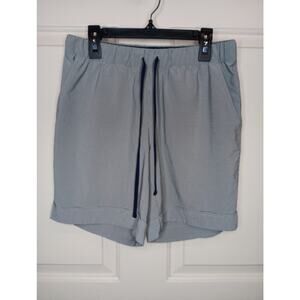Athleta Shorts Women Small Gray Beachside Shortie Pinstripe Drawstring Pockets